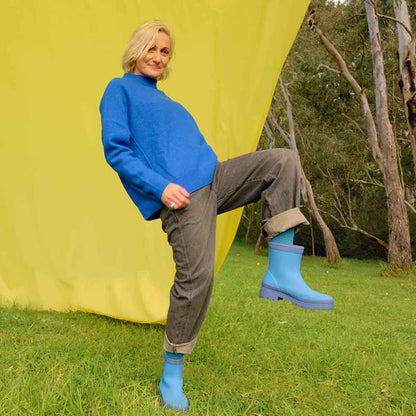 Merry People Andie Wave Blue Ankle Wellington Boot