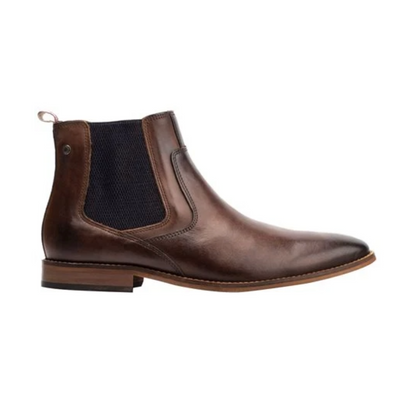 Base London Scout Dealer Boot Washed Brown Leather Chelsea Style