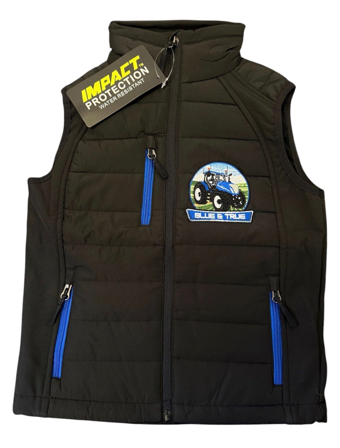 Kids Impact Black Quilted Bodywarmer Blue & True "If It`s Not Blue It Won`t Do"