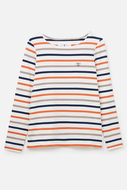 Ladies Causeway Top - Mocha Burnt Orange Stripe
