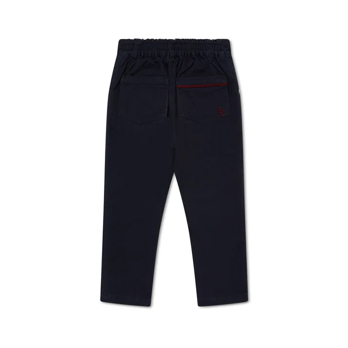 Eleanor Charles - Navy With Burgundy Trim Chino Trousers