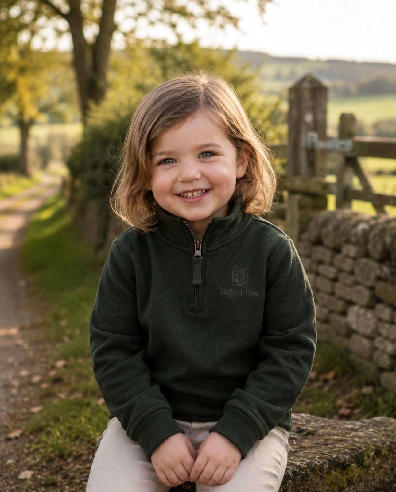 Oxford Blue Kids 1/4 Zip Khaki Fleece