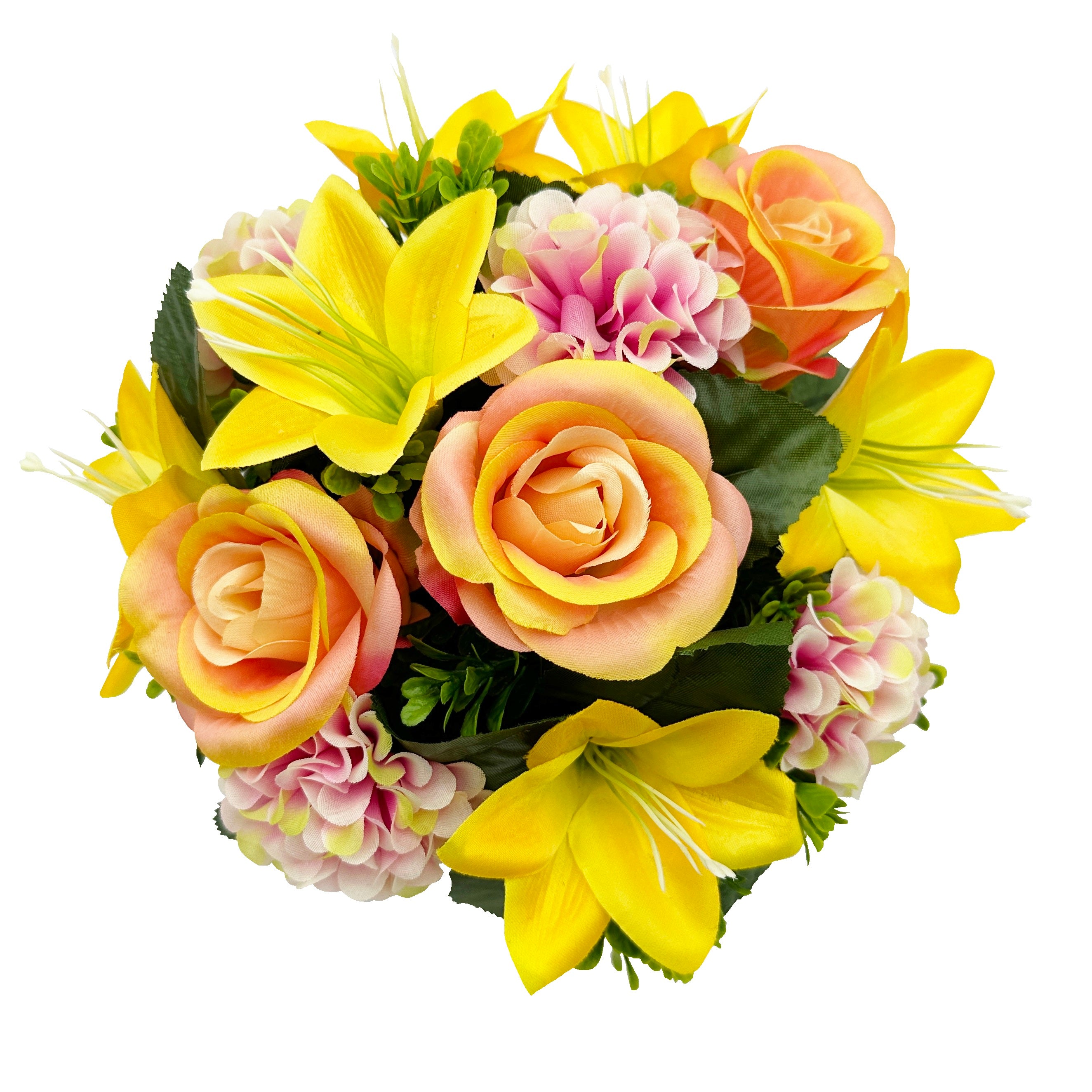 Peach Rose Lily Chrysanthemum - Weighted Flower Grave Pot  24 Cm - FB1062YU