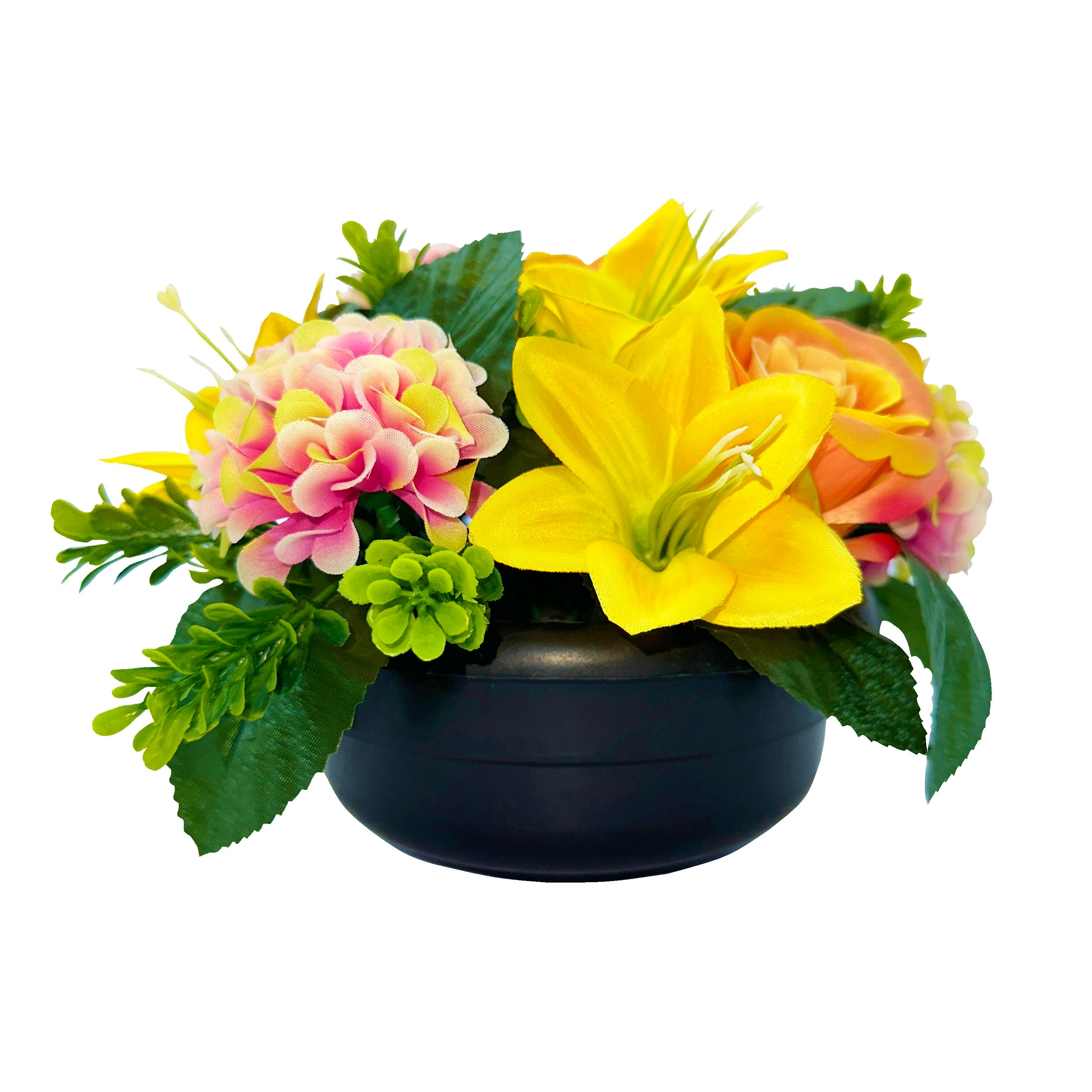 Peach Rose Lily Chrysanthemum - Weighted Flower Grave Pot  24 Cm - FB1062YU