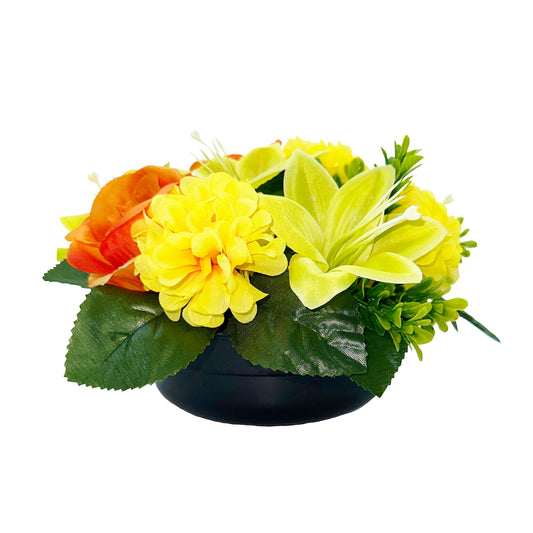 Orange Rose Lily Chrysanthemum - Weighted Flower Grave Pot  24 Cm - FB1065YU