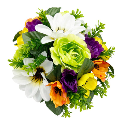 Green Dahlia Camellia Anemone - Weighted Flower Grave Pot  24 Cm - FB1067YU