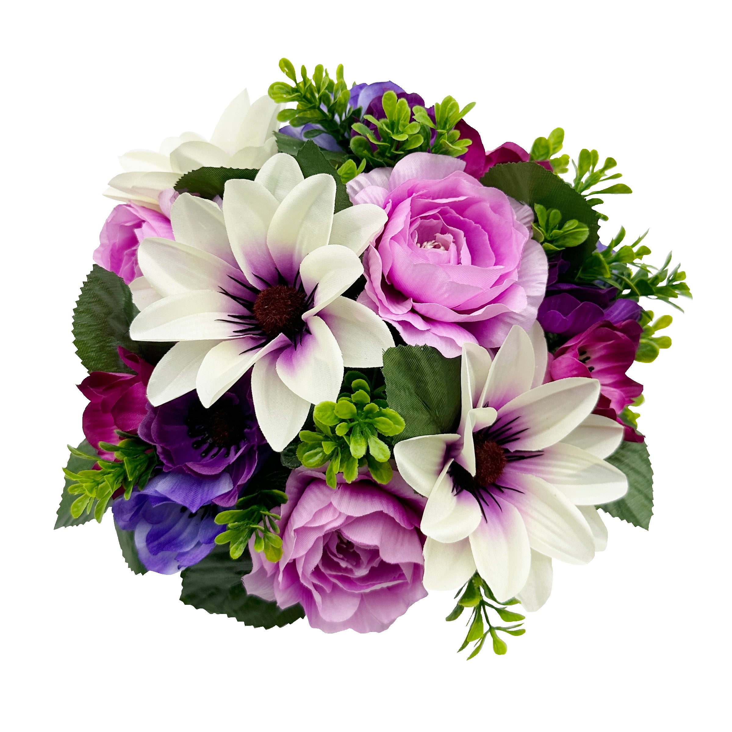 Lilac Dahlia Camellia Anemone - Weighted Flower Grave Pot  24 Cm - FB1068YU