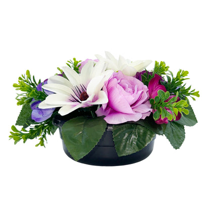 Lilac Dahlia Camellia Anemone - Weighted Flower Grave Pot  24 Cm - FB1068YU