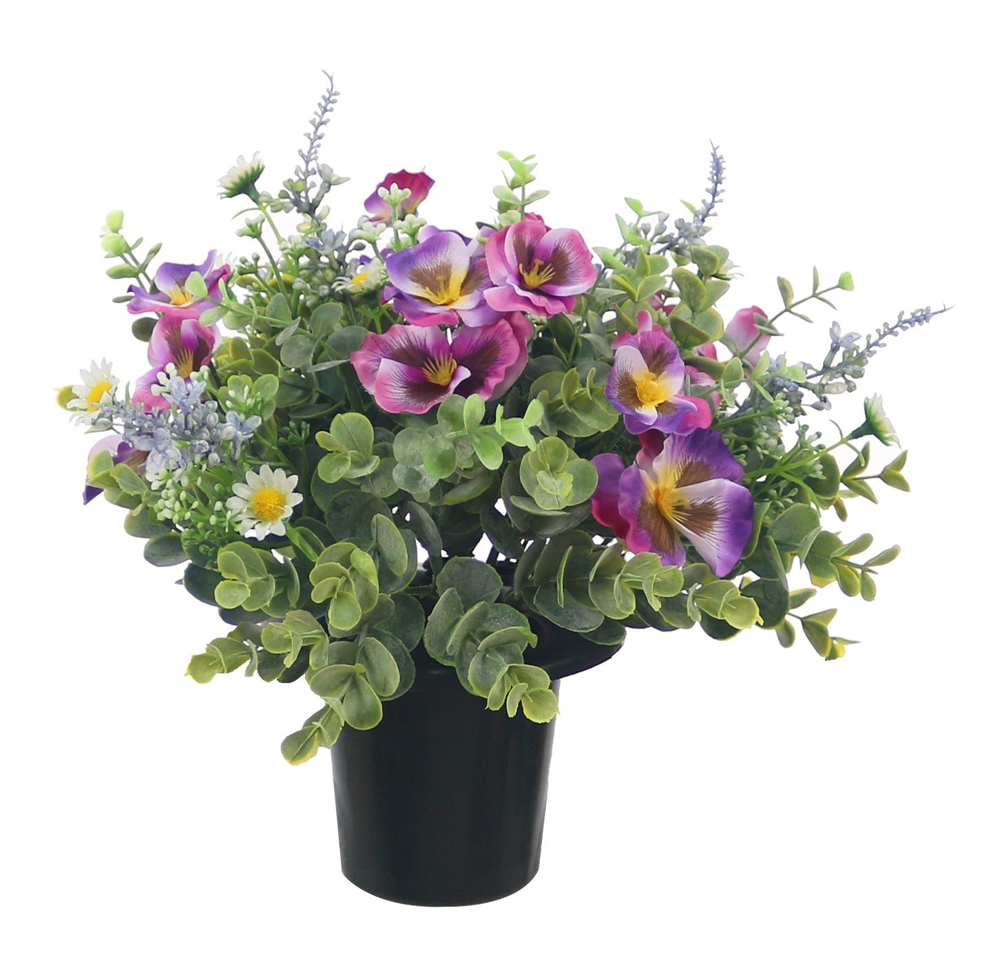 Pink Pansy Lavender Daisy Grave Pot 25cm - FB1834TM