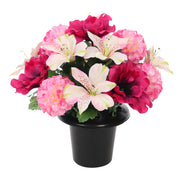 Pink Anenome Chrysanthemum Alstromeria Grave Pot 25cm - FB1908TM