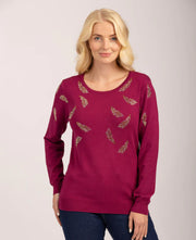 MudFlower Ladies Feather Heatstone Jumper Red