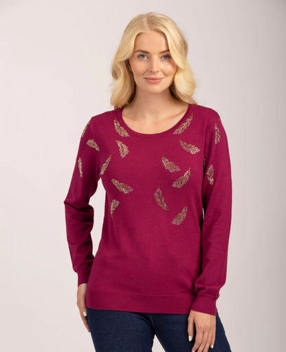 MudFlower Ladies Feather Heatstone Jumper Red