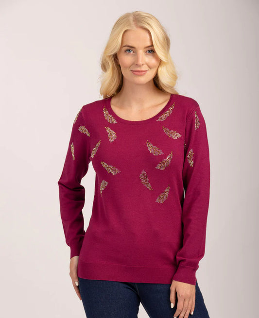 Mud Flower Ladies Feather Heatstone Jumper Red