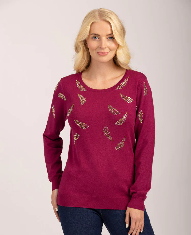 MudFlower Ladies Feather Heatstone Jumper Red