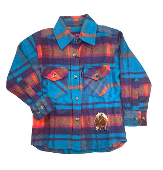 Kids Pony Embroidered Blue / Multi Colour  Checked Shacket