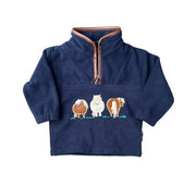 Girls Pony Fleece in Navy with Brown Trim