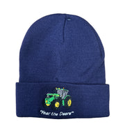 Green Tractor Beanie Hat - Navy