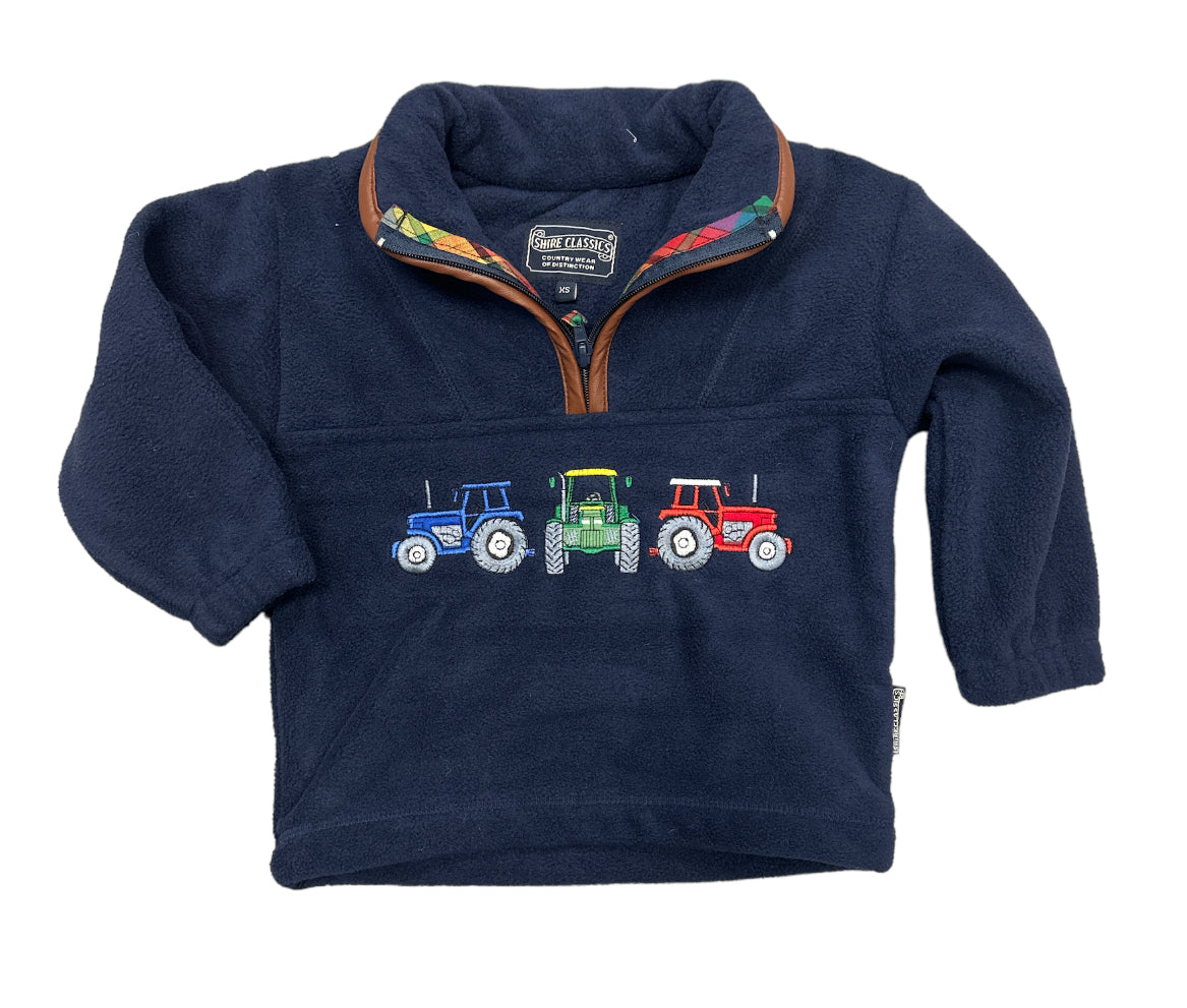 Shire Classics Tractor Fleece in Navy with Brown Trim