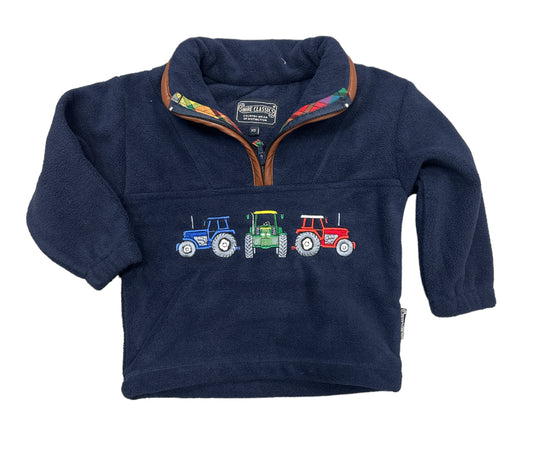 Shire Classics Tractor Fleece in Navy with Brown Trim
