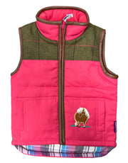Shire Pony Gilet in Pink With Green Tweed