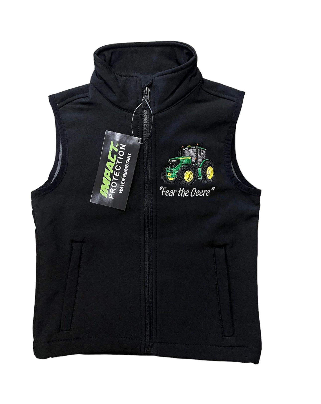 Kids Impact Black Softshell Bodywarmer – Green Tractor & Red Slurry Tanker