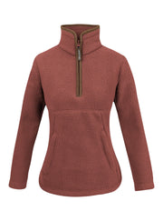 Jack Pyke Ladies Half Zip Sherpa Fleece Pullover in Burnt Copper
