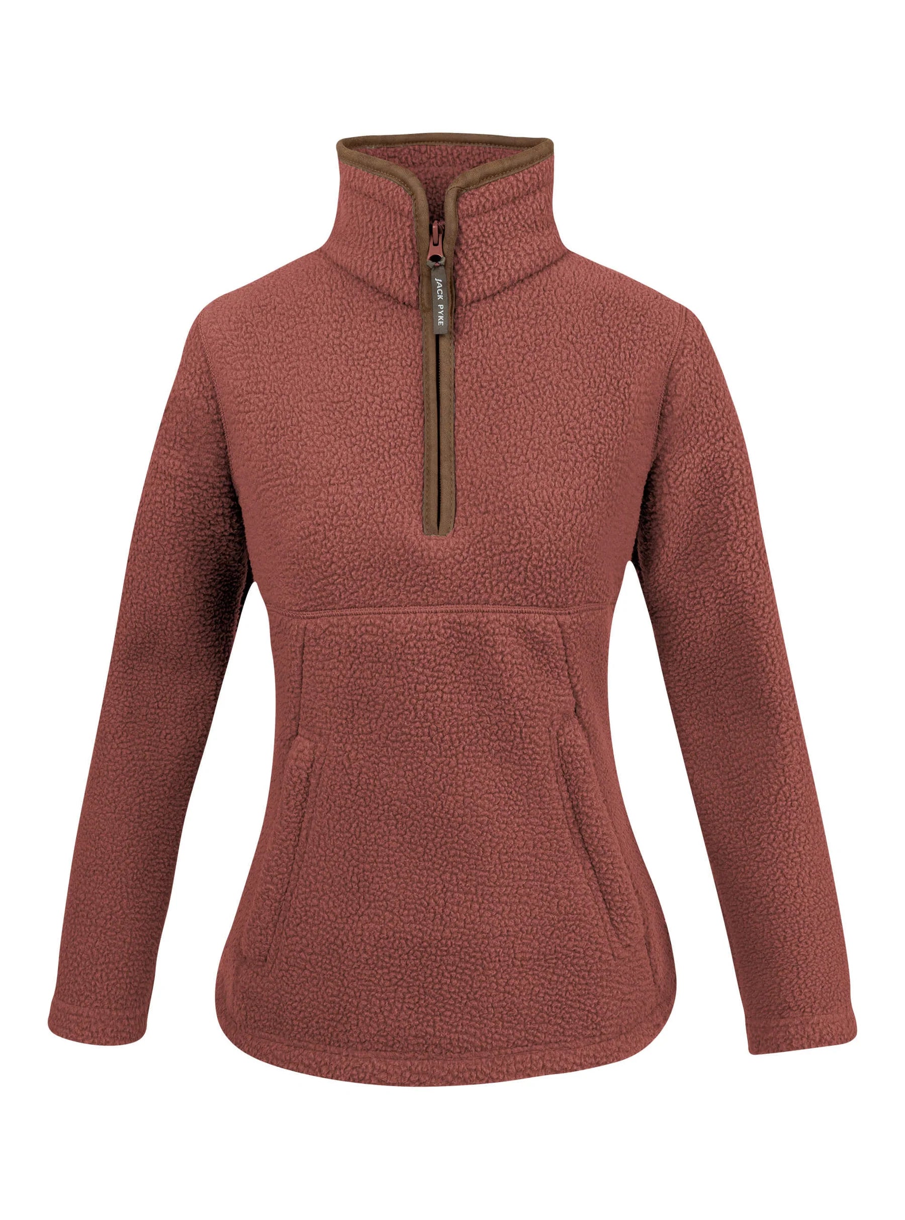 Jack Pyke Ladies Half Zip Sherpa Fleece Pullover in Burnt Copper