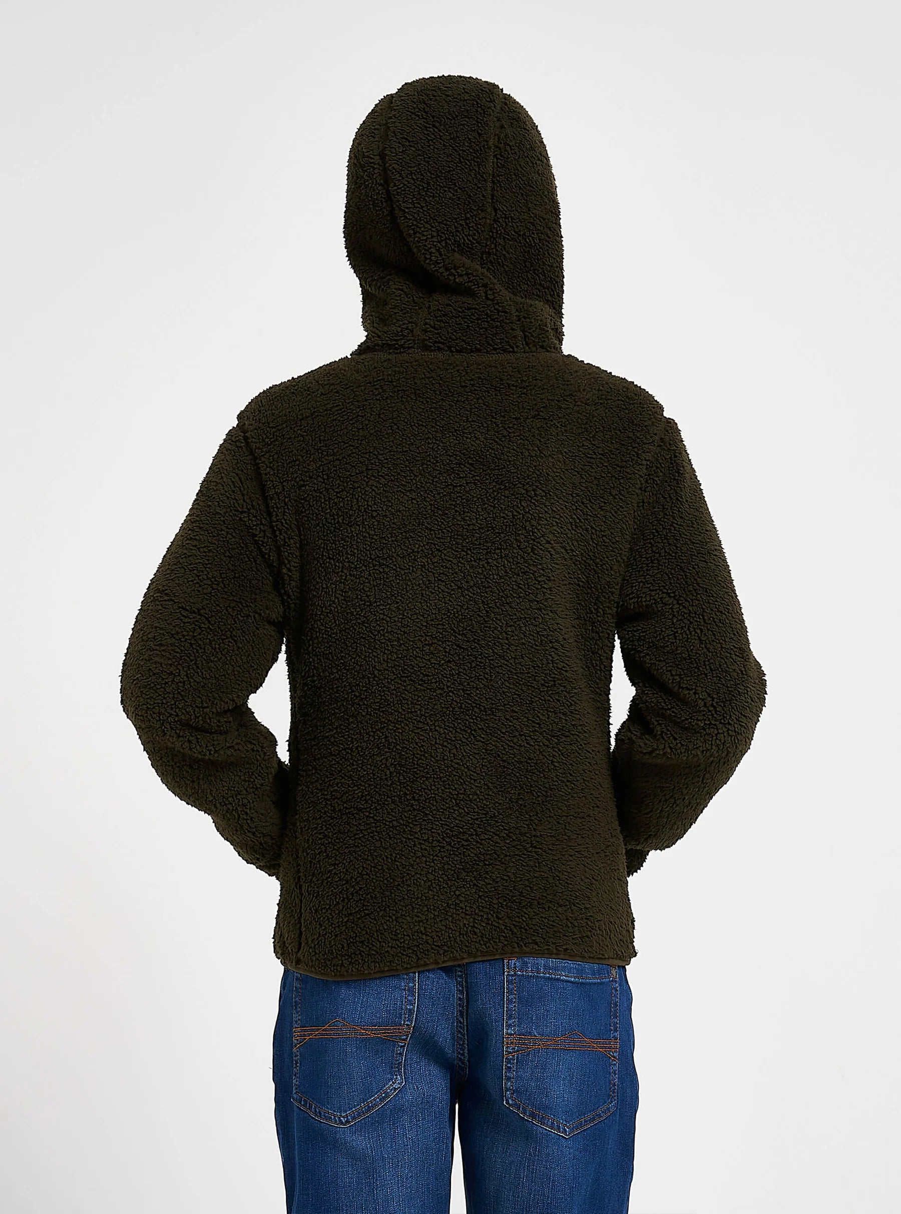 Jack Pyke Kids Sherpa Fleece Hoddie in Dark Olive