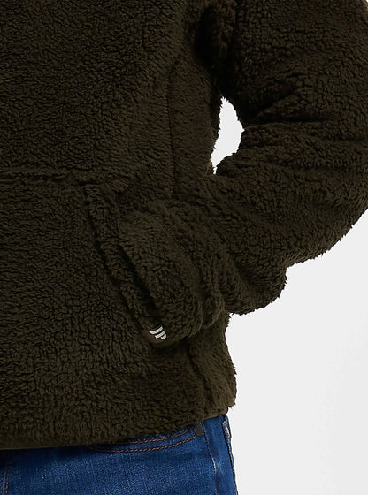 Jack Pyke Junior Sherpa Fleece Hoddie in Dark Olive