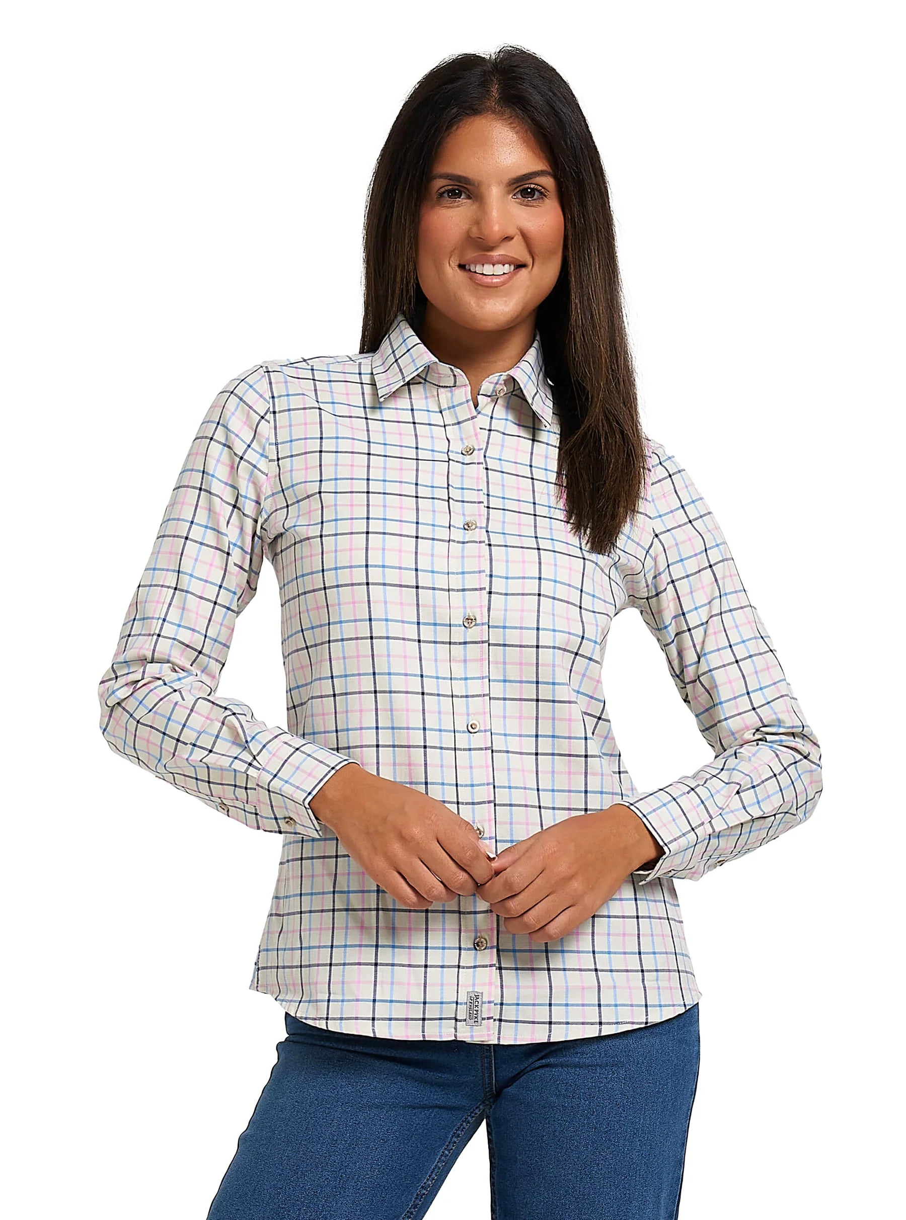 Jack Pyke Ladies Countryman Long Sleeve Shirt in Navy Check