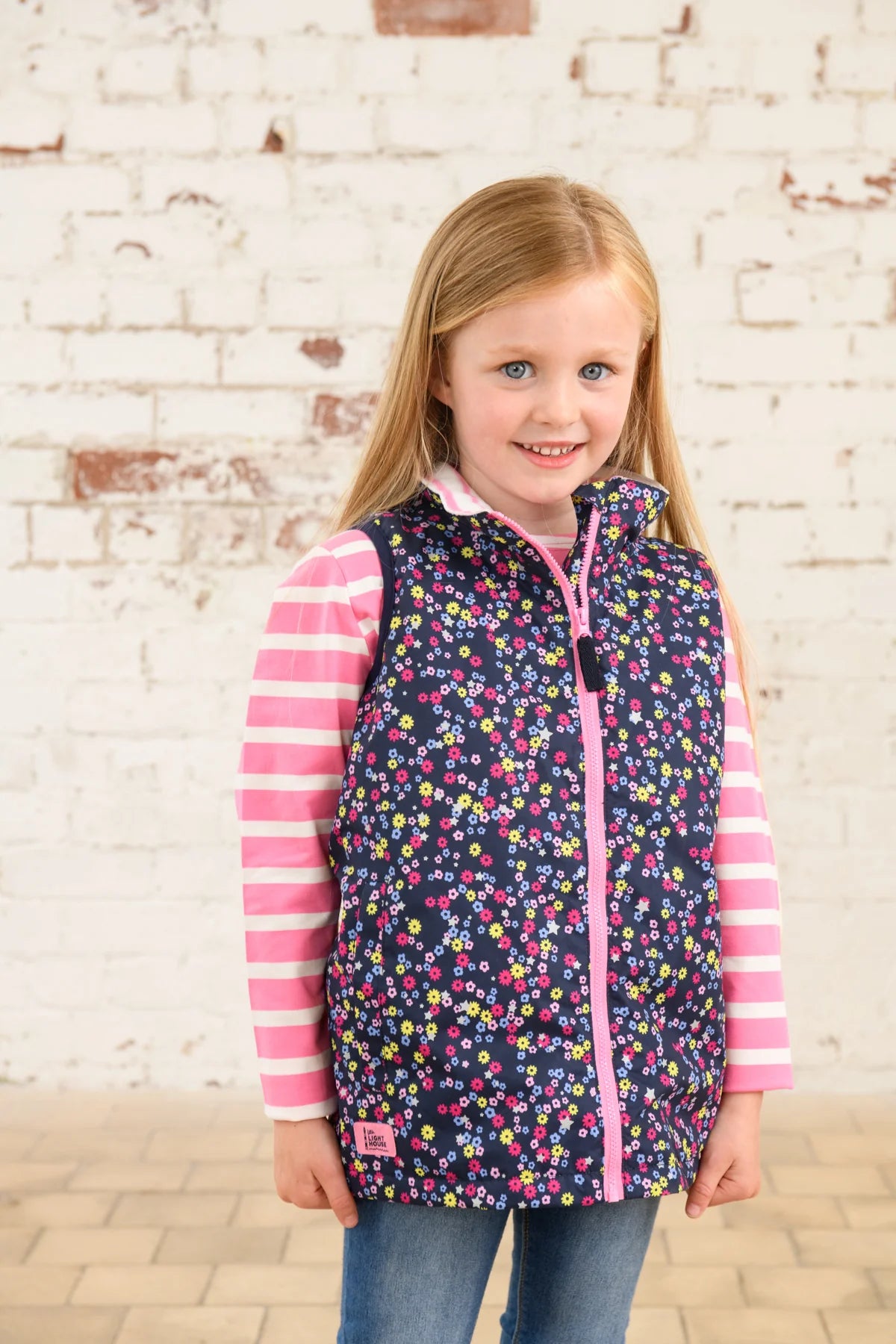Lighthouse Girls Alex Gilet - Navy Floral