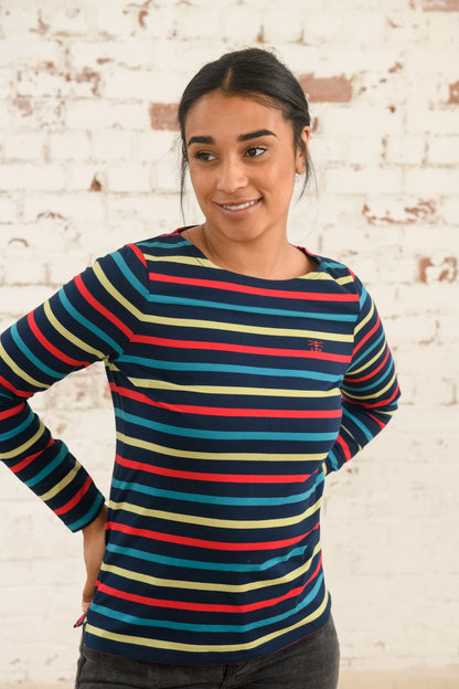 Ladies Causeway Top - Apple Red Stripe