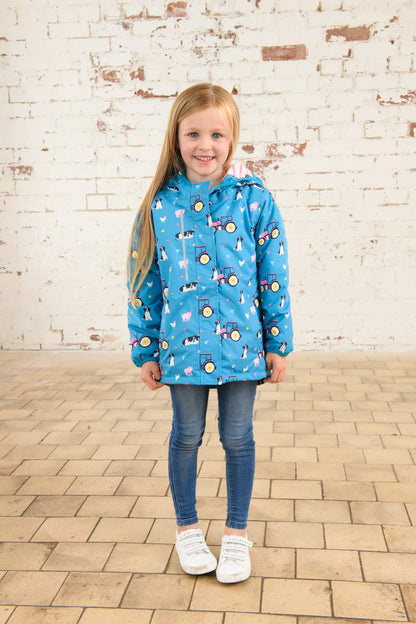 Lighthouse Girls Freya Coat - Teal Farm Print