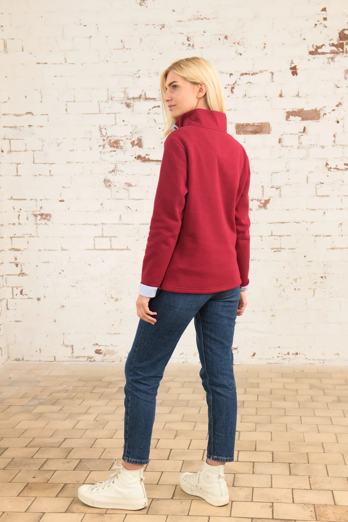 Lighthouse Haven Quarter Stud Sweatshirt - Maroon