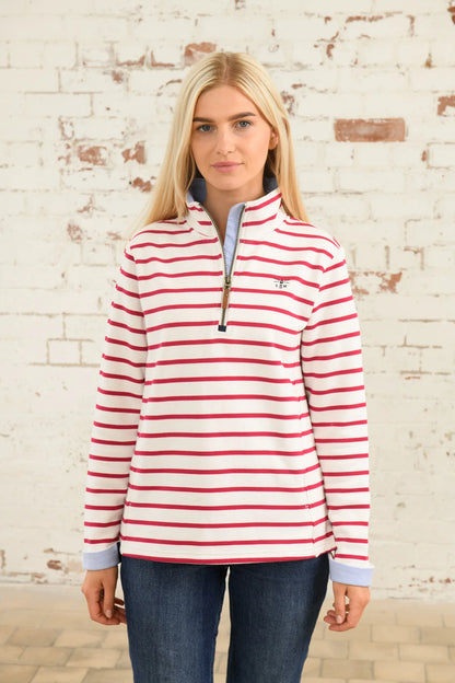 Lighthouse Shore Sweatshirt - Cloud / Claret Stripe
