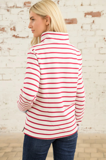 Lighthouse Shore Sweatshirt - Cloud / Claret Stripe