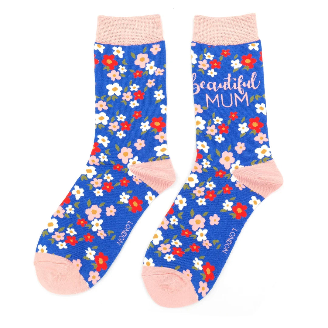 Miss Sparrow Beautiful Mum Blue Bamboo Socks