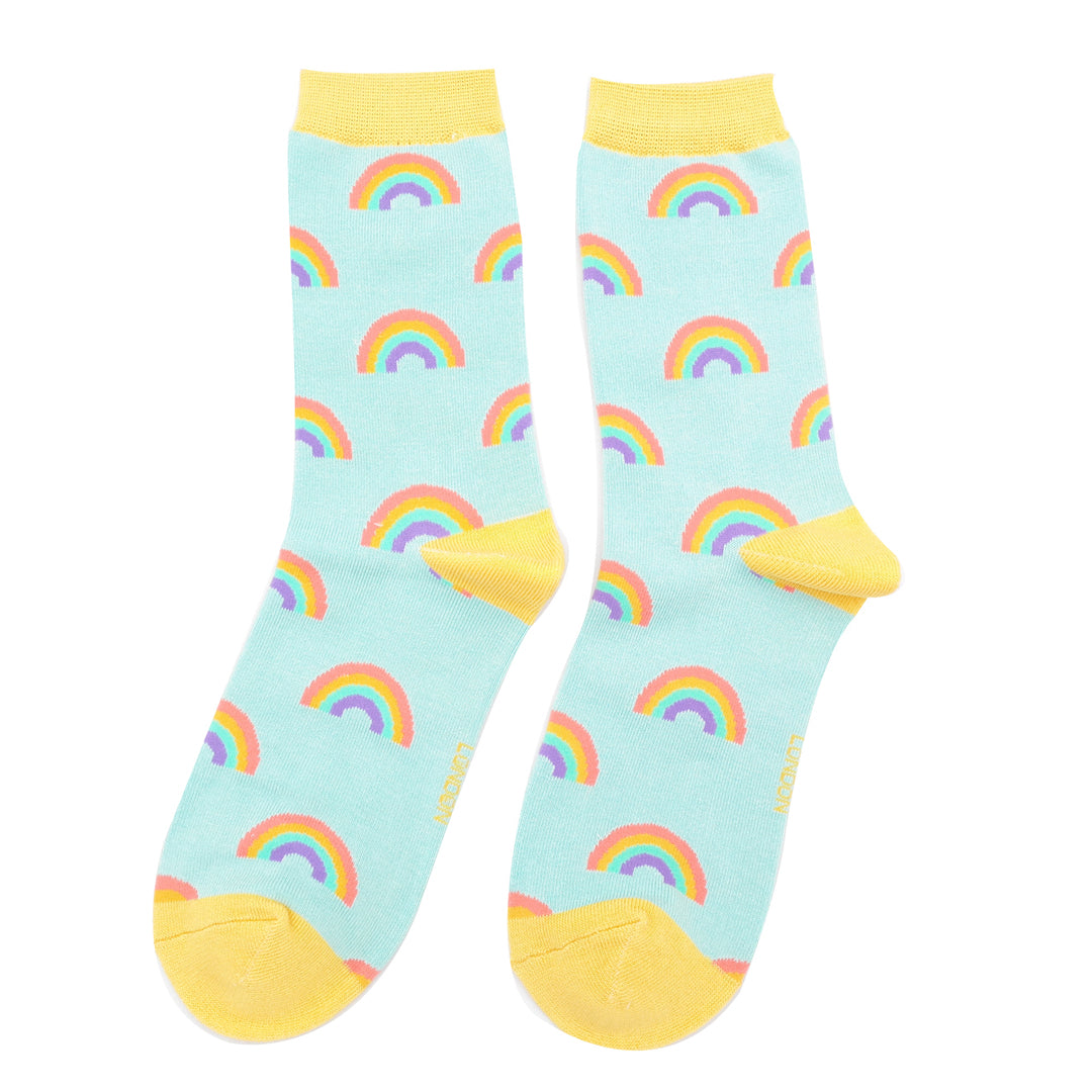 Miss Sparrow Rainbows Duck Egg Bamboo Socks