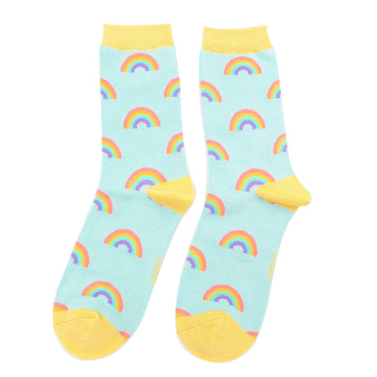 Miss Sparrow Rainbows Duck Egg Bamboo Socks