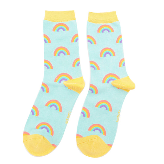 Miss Sparrow Rainbows Duck Egg Bamboo Socks