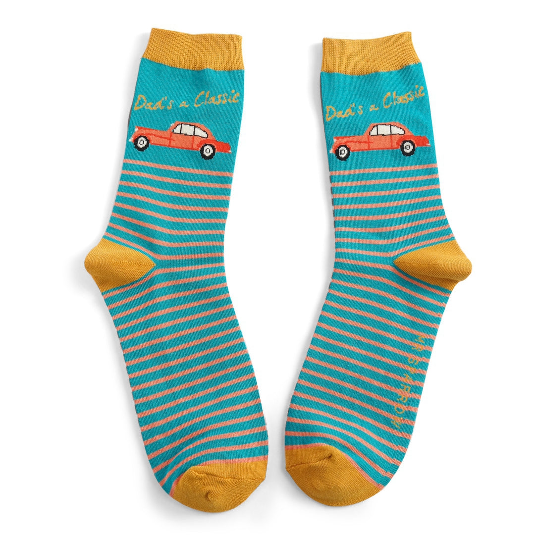 Mr Sparrow Dad`s a Classic Teal Bamboo Socks