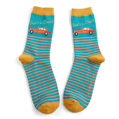 Mr Sparrow Dad`s a Classic Teal Bamboo Socks