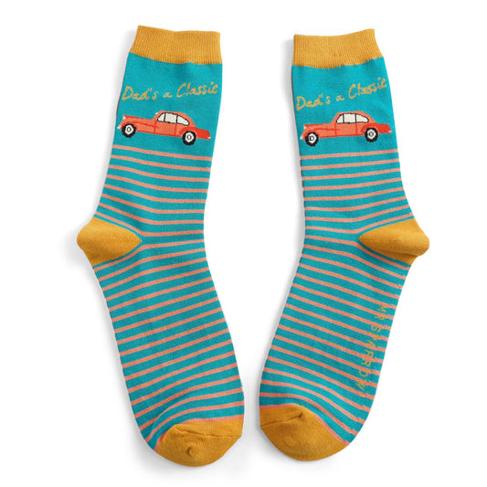Mr Sparrow Dad`s a Classic Teal Bamboo Socks