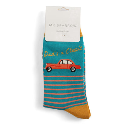 Mr Sparrow Dad`s a Classic Teal Bamboo Socks