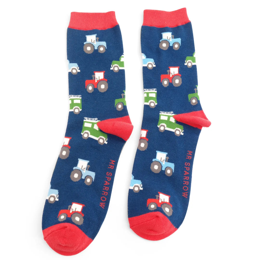 Mr Sparrow On The Farm Navy Bamboo Socks