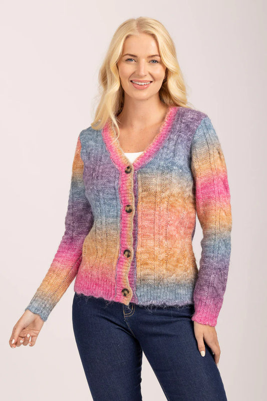 MudFlower Ladies Purple Combo Spacedye Cardigan
