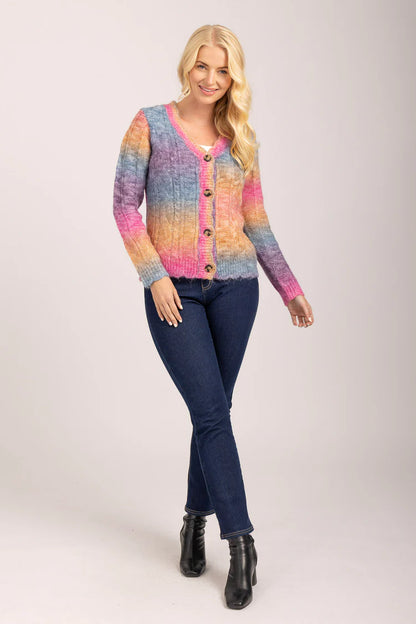 MudFlower Ladies Purple Combo Spacedye Cardigan