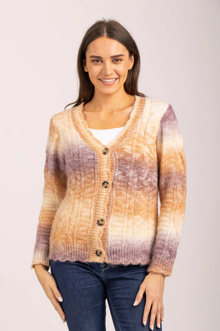 Mud Flower Ladies Brown Combo Spacedye Cardigan