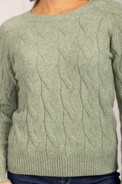 MudFlower Ladies Green Bay Raglan Cabel Jumper