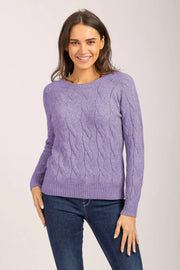 MudFlower Ladies Lavender Raglan Cable Jumper
